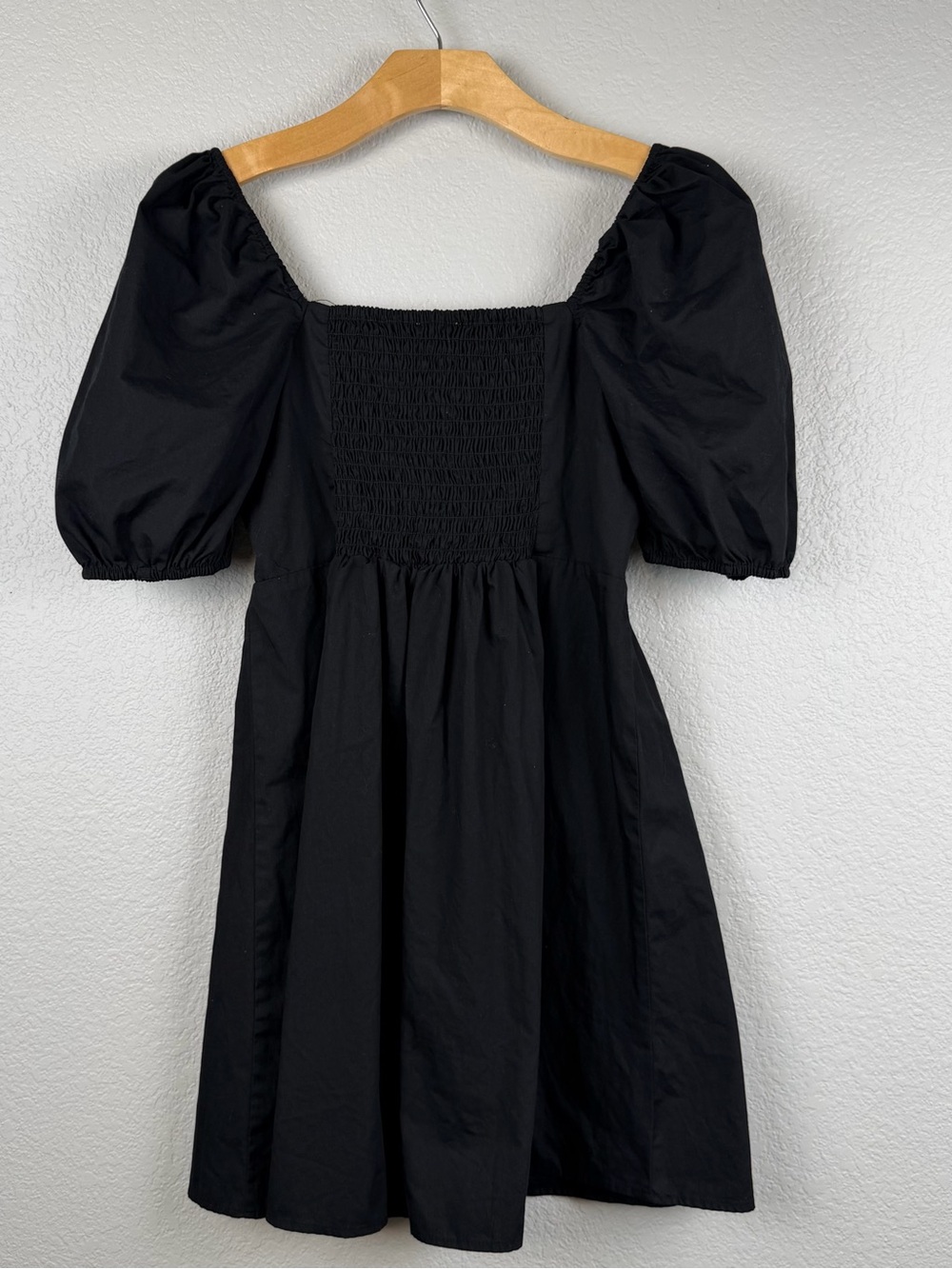 Copper Key Black Puff Sleeve Square Neck Mini Dress Size S